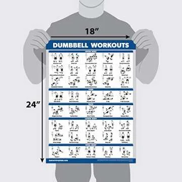 Palace Learning 4 Pack - Dumbbell Workout Posters Volume 1, 2 & 3 + Bodyweight Exercise Chart - Set of 4 Posters (LAMINATED, 18" x 24")