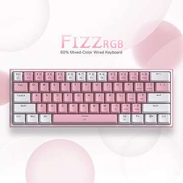 Redragon K617 Fizz 60% Wired RGB Gaming Keyboard, 61 Keys Hot-Swap Compact Mechanical Keyboard w/Whi...