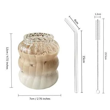 Maritown Iced Coffee Cup 22 oz Glass Mug with Straw