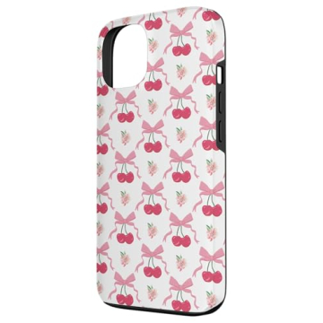 iPhone 13 Coquette Cherry and Bow Pattern Case