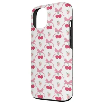 iPhone 13 Coquette Cherry and Bow Pattern Case