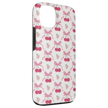 iPhone 13 Coquette Cherry and Bow Pattern Case