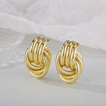 Trendy Gold Knot Earrings for Women | Statement Jewelry