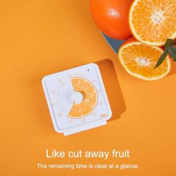 Conchstar 60 Minute Visual Timer for Kids, Countdown Timer for Classroom & Kitchen, Desk Timer for Study, Time Manager Tool for Kids with Orange Patter