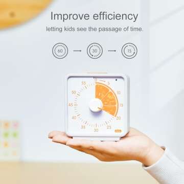 Conchstar 60 Minute Visual Timer for Kids, Countdown Timer for Classroom & Kitchen, Desk Timer for Study, Time Manager Tool for Kids with Orange Patter