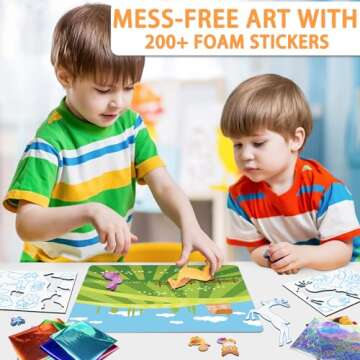 SOOVSY 200 Sheets Animals Foil Art Fun Kit for Kids, Foil Art for Kids Crafts Kit DIY Creative Activ...