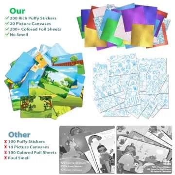 SOOVSY 200 Sheets Animals Foil Art Fun Kit for Kids, Foil Art for Kids Crafts Kit DIY Creative Activity Birthday Travel Toys for 4 5 6 7 8 9 Years Old Kids Girls Boys Arts & Crafts