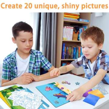 SOOVSY 200 Sheets Animals Foil Art Fun Kit for Kids, Foil Art for Kids Crafts Kit DIY Creative Activity Birthday Travel Toys for 4 5 6 7 8 9 Years Old Kids Girls Boys Arts & Crafts