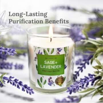 Magnificent 101 Pure Sage Set of 3 Lavender Smudge Candles for Cleansing & Manifestation | Eco-Frien...