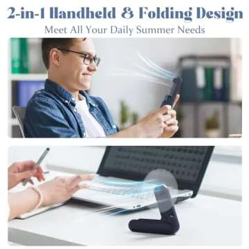 JSQBD Portable Handheld Fan, 2 IN 1 Mini Hand Fan, Battery Operated [8-15 Working Hours], USB Rechar...