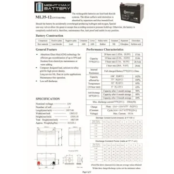 Reliable ML35-12 12V 35Ah SLA Battery for All Needs