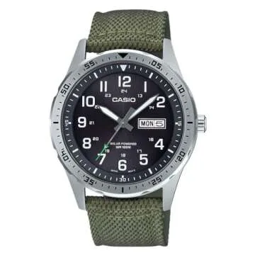 Casio Men's Stainless Steel Solar Powered Cloth Strap, Green, 22 Casual Watch (Model: MTP-S120L-3AVC...