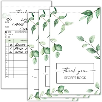 Beautiful Greenery Thank You Receipt Book Set of 3 for Small Businesses