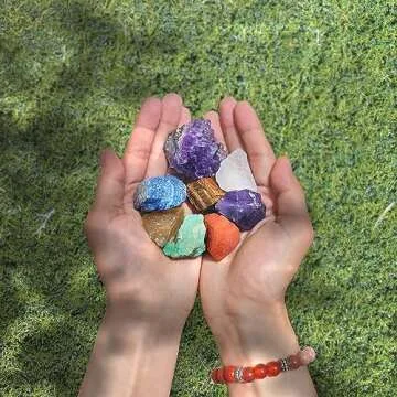 Healing Crystals Set, 23pcs Natural Healing Stones for Meditation Reiki, 7 Tumbled and 7 Raw Crystals for 7 Chakra Balancing, with Amethyst Cluster, Moon Tray, Rose Quartz Crystal Pendulum, Selenite