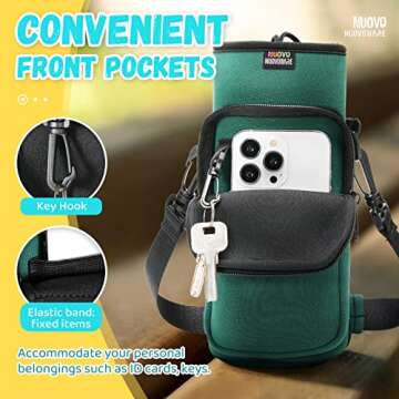Nuovoware Water Bottle Carrier Bag, 25oz/32oz Bottle Pouch Holder, Adjustable Shoulder Hand Strap 2 ...