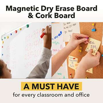Besso Vision Board 2025: Dry Erase Cork Board Combo Set - 20" x 28" Magnetic White Board and Cork Bu...