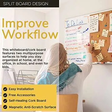 Besso Vision Board Combo: Magnetic Dry Erase & Cork Board