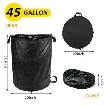 YUDI & GARDEN 45 Gallon-Collapsible Garden Bag,Collapsible Trash Can,Pop Up Trash Can for Camping,Po...