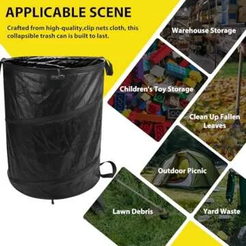 YUDI & GARDEN 45 Gallon-Collapsible Garden Bag,Collapsible Trash Can,Pop Up Trash Can for Camping,Pop Up Garbage Can,Pop Up Leaf Barrel,Reusable Yard Waste Bags for Patio,Leaf,Lawn,Camp