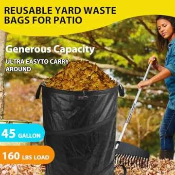 YUDI & GARDEN 45 Gallon-Collapsible Garden Bag,Collapsible Trash Can,Pop Up Trash Can for Camping,Pop Up Garbage Can,Pop Up Leaf Barrel,Reusable Yard Waste Bags for Patio,Leaf,Lawn,Camp