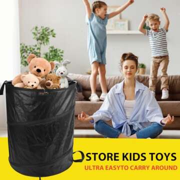 YUDI & GARDEN 45 Gallon-Collapsible Garden Bag,Collapsible Trash Can,Pop Up Trash Can for Camping,Pop Up Garbage Can,Pop Up Leaf Barrel,Reusable Yard Waste Bags for Patio,Leaf,Lawn,Camp