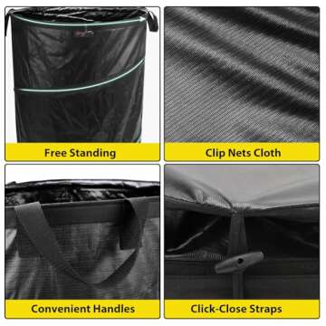 YUDI & GARDEN 45 Gallon-Collapsible Garden Bag,Collapsible Trash Can,Pop Up Trash Can for Camping,Pop Up Garbage Can,Pop Up Leaf Barrel,Reusable Yard Waste Bags for Patio,Leaf,Lawn,Camp