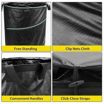 YUDI & GARDEN 45 Gallon-Collapsible Garden Bag,Collapsible Trash Can,Pop Up Trash Can for Camping,Pop Up Garbage Can,Pop Up Leaf Barrel,Reusable Yard Waste Bags for Patio,Leaf,Lawn,Camp