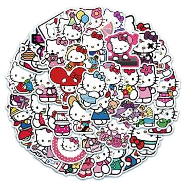 50Pcs Hello Kittty Stickers Pack Kitty White Theme Waterproof Sticker Decals for Laptop Water Bottle...