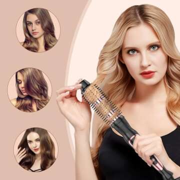 USHOW 1.25 Inch Thermal Brush for Blowout Look, Heated Round Brush with Dual Voltage & Adjustable Te...