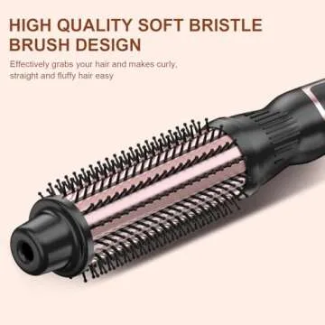 USHOW 1.25 Inch Thermal Brush for Blowout Look, Heated Round Brush with Dual Voltage & Adjustable Temperature, Smooth & Voluminous Curls, Travel-Friendly Hair Styling Tool (Rose Gold, 1.25 inch)