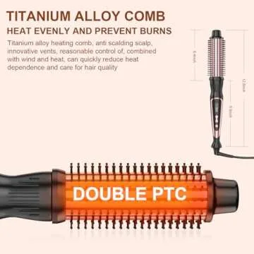 USHOW 1.25 Inch Thermal Brush for Blowout Look, Heated Round Brush with Dual Voltage & Adjustable Temperature, Smooth & Voluminous Curls, Travel-Friendly Hair Styling Tool (Rose Gold, 1.25 inch)