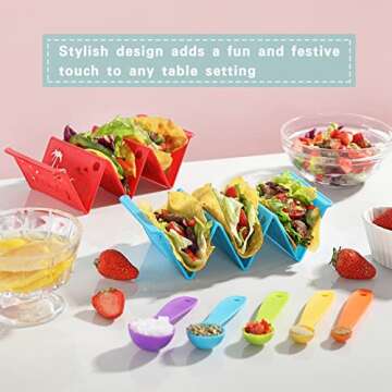 6PCS Taco Holder Stands with Unique Island Pattern, Colorful Premium Large Taco Holders Set of 6, Ta...