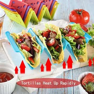 6PCS Taco Holder Stands with Unique Island Pattern, Colorful Premium Large Taco Holders Set of 6, Taco Stands for 3 Tacos, Street Taco Rack, PP Material, Dishwasher & Microwave Safe, Taco Tuesday