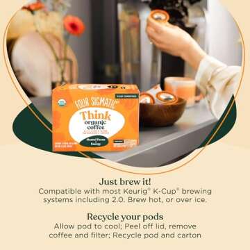 Four Sigmatic Mushroom Coffee K-Cups | Organic Dark Roast Coffee with Lion’s Mane & Yacon | Focus & Immune Support | Vegan & Keto | Sustainable Pods | 48 Count