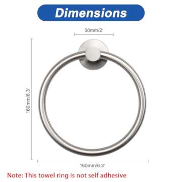 NearMoon Bath Towel Ring, Bathroom Hardware Accessories-Thicken Stainless Steel Hand Towel Holder fo...