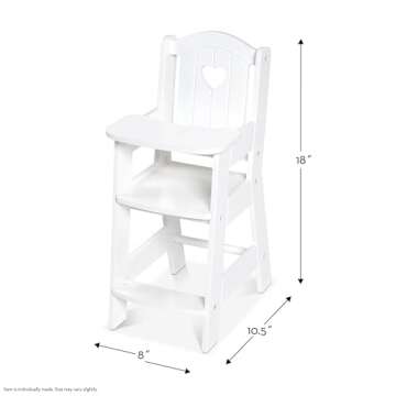 Melissa & Doug Play High Chair - Pretend Play High Chair Baby Doll Accessories,White