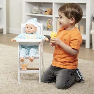 Melissa & Doug Play High Chair - Pretend Play High Chair Baby Doll Accessories,White