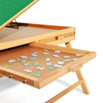 ALL4JIG 2000PCS Portable Puzzle Table with Legs, Adjustable Jigsaw Wooden Puzzle Board with 4 Drawers & Cover Birthday Gift for mom, 3-Tilting-Angle Jigsaw Puzzle Table for Adults