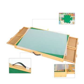 ALL4JIG 2000PCS Portable Puzzle Table with Legs, Adjustable Jigsaw Wooden Puzzle Board with 4 Drawers & Cover Birthday Gift for mom, 3-Tilting-Angle Jigsaw Puzzle Table for Adults
