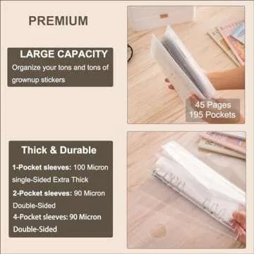 1pcs A5 Sticker storage Album,sticker organization Collecting Book Binder sleeves for planner stickers organizers collector recipe cards (3 different sized pockets)