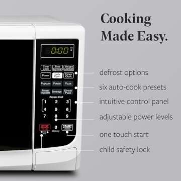 Farberware Countertop Microwave 700 Watts, Cu. Ft. - Microwave Oven With LED Lighting and Child Lock - Perfect for Apartments and Dorms - Easy Clean Grey Interior, Retro White