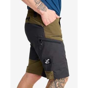 RevolutionRace Men's RVRC GP Shorts, Durable and Water Repellent Hiking Shorts for All Outdoor Activities, Dark Olive, 2XL