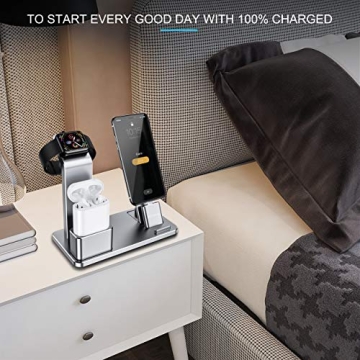 YoFeW Charging Stand for Apple Watch Charger Stand Aluminum Dock Station Compatible for iWatch Apple Watch Series 4/3 / 2/1/ AirPods/iPhone X/XS/XS Ma /8 / 8Plus / 7/7 Plus /6S /6S Plus