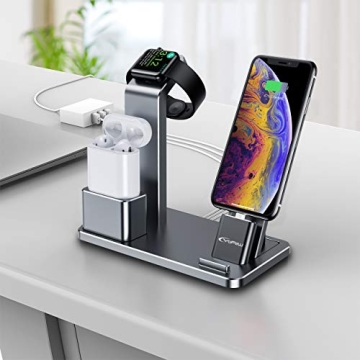 YoFeW Charging Stand for Apple Watch Charger Stand Aluminum Dock Station Compatible for iWatch Apple Watch Series 4/3 / 2/1/ AirPods/iPhone X/XS/XS Ma /8 / 8Plus / 7/7 Plus /6S /6S Plus