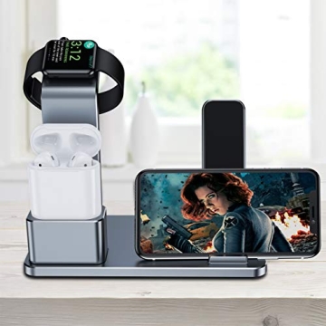 YoFeW Charging Stand for Apple Watch Charger Stand Aluminum Dock Station Compatible for iWatch Apple Watch Series 4/3 / 2/1/ AirPods/iPhone X/XS/XS Ma /8 / 8Plus / 7/7 Plus /6S /6S Plus