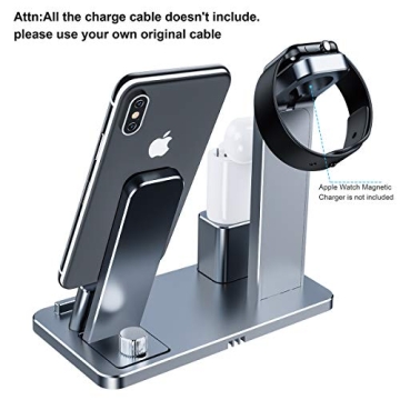 YoFeW Charging Stand for Apple Watch Charger Stand Aluminum Dock Station Compatible for iWatch Apple Watch Series 4/3 / 2/1/ AirPods/iPhone X/XS/XS Ma /8 / 8Plus / 7/7 Plus /6S /6S Plus
