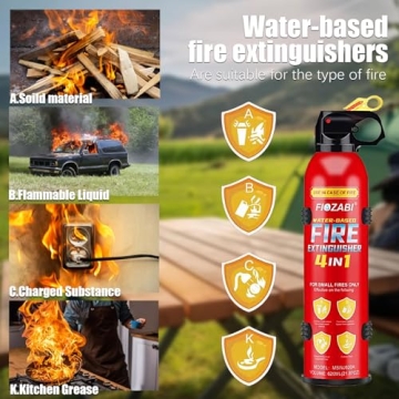 FIOZABI Portable Fire Extinguisher Spray 4 in 1, Eco-Friendly Safety