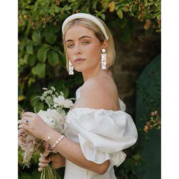 Wedding Valentine Day Rhinestone Bride Earrings for Women, Hypoallergenic BRIDE Letter Bridesmaids D...