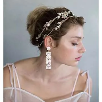 Wedding Valentine Day Rhinestone Bride Earrings for Women, Hypoallergenic BRIDE Letter Bridesmaids Drop Dangle Earrings Bachelorette Party Gifts fashion earrings for women