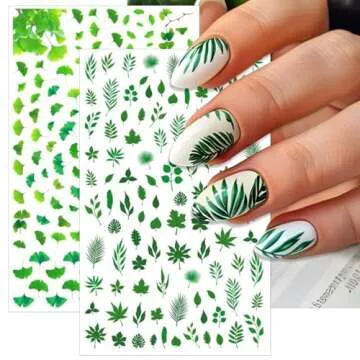 IDDFEVE St. Patrick's Day Nail Art Stickers, Irish Shamrock 3D Self-Adhesive Nail Decals Lucky Clover Green Leaf Design of Spring Summer (5 Sheets)